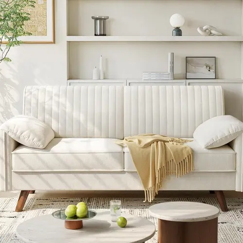 【FallDealsForYou】ONBRILL 64.5" W x 31.8"D x 33.2" H Sturdy Loveseat Sofa, Chenille Comfy Couch with 23.2" Deep Seat & Padded Arms, Modern Small Indoor Furniture for Living Room, Small Spaces, 600 lbs Capacity