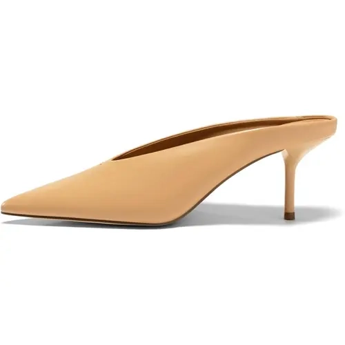 Coutgo Women's Plain Lightweight Faux Leather Pointed Toe Slip-On High Heel Mules - Rubber Sole Ankle-Cut Dress Shoes for Women, Ideal for Formal Holiday Occasions