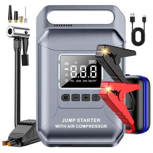 2026 All-Season Savior – 4000A Car Jump Starter with 160PSI Tire Inflator, 15000mAh Power Bank & LED Light, Reliable in -20°F, Compatible with Most Cars & Trucks, For All Driving Situations toolupgrade Air Compressor Portable Led Flashlight Car Battery