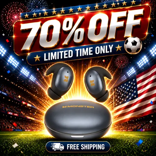 Monster Bluetooth 6.0 Wireless In-Ear Earbuds - Bluetooth Connection, Passive Noise Isolation (Passive Iso), Flat-Head Invisible Comfort Fit for Side Sleepers, 165H Playtime, Fast Charging, Travel-Suitable for Music/Podcasts - TikTokShopBackToSchool