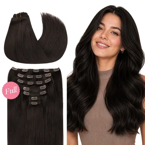 GOO GOO Full Clip in Hair Extensions Real Human Hair 150g-240g 7/9pcs Full Head Thick Volume Straight Clip ins for Women, Remy Human Hair Extensions with Secure Clips, Natural Looking for Daily Use  #sohochic #TikTokShopFallDealsForYou