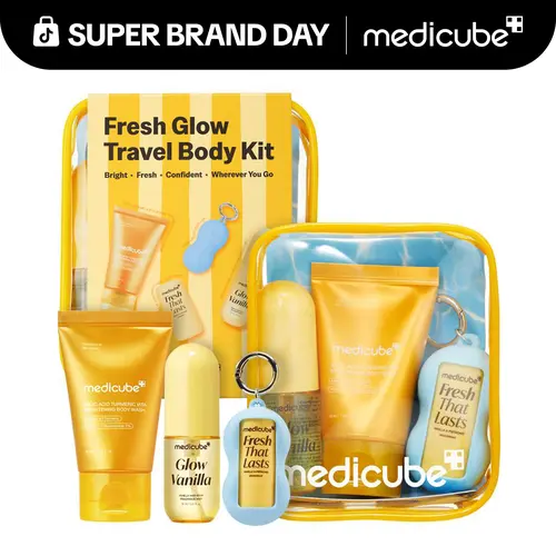 [medicube] Fresh Glow Body Kit | Travel-Ready Hair & Body Set | Mini body wash, deodorant and hair & body fragrance mist for fresh glow body. Kojic Acid for Brightening[