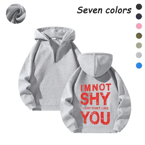 Men’s Casual Solid Half-Zip Hooded Sweatshirt - Polyester, Long Sleeve, Drop Shoulders, Regular Fit, Loose, Stylish Casual Streetwear Pullover, Preppy Menswear, Street Style, All Seasons Male Clothing, Machine Washable Plain Basic Top
