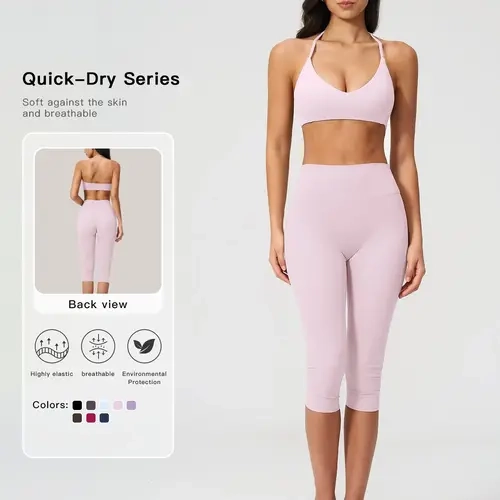 Women's Casual Tight Yoga Outfit, Fitness Yoga Set, Quick-Dry Summer Training Fitness Sportswear, High-Stretch Versatile Activewear