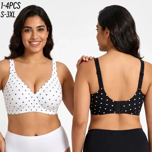1/2/3/4/5/6 PCSWomen's  Jelly Wireless Push-Up Bralettes , Seamless Deep V T-Shirt Bras, Comfortable Everyday Wear, S-4XL