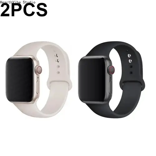 Adults' 2-Pack Soft Durable Colorful Silicone Smart Watch Straps - Multi-Size Wearable Wristbands, Compatible with 38-49mm, 42(S1-3 Gen)/44/45/46/49mm-Standard Smart Watch Models, Outdoor Sports Accessories for Any Occasion