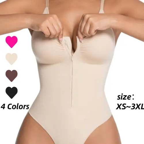 Women's Seamless Shapewear Faja Body Shaper Jumpsuit, Front Zip Design, Tummy Control Thong Style, All Seasons Wear, Comfortable Fit, Underwear