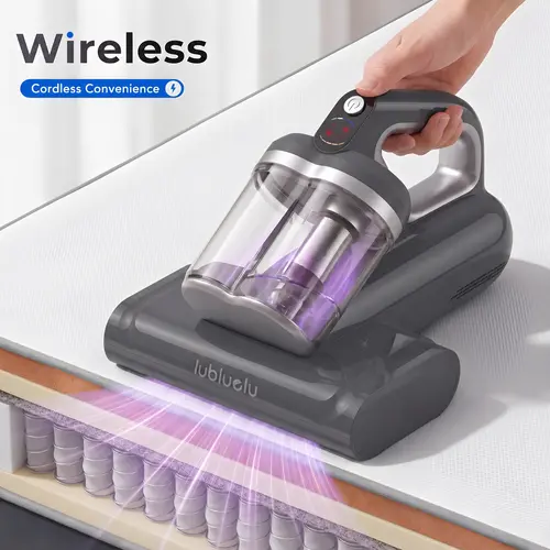 New Cordless Mattress Vacuum Cleaner - 17kPa Strong Suction, UV-C Light, High-Frequency Tapping, Heated Air, Lightweight Portable Vacuum, Compact Form, Handheld Shape, High-Efficiency Ultrasonic Dust Mite Remover, Dust Removal, US Plug for Beds, Sofas