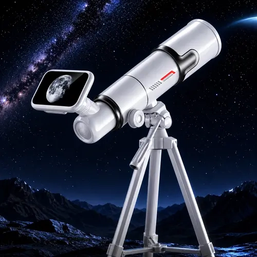 Christmas MINENER Astronomical Refracting Telescope, 70mm Large Aperture, 400mm Focal Length, 4.5-Inch HD Display, 48MP, 360° Adjustable AZ Aluminum Mount Tripod, Rechargeable Battery, for Bird Watching, Long-Distance Photography