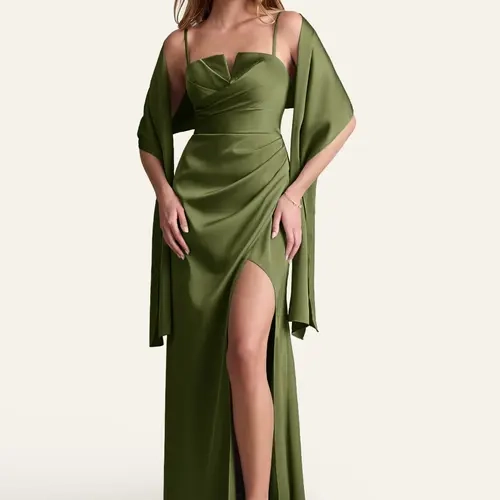 Azazie Ireland Smooth Lustrous Draped Flexible Wedding Bridesmaid Formal Stretch Satin Shawl sohochic