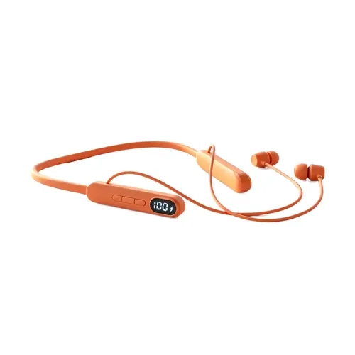 Bluetooth 5.4 Neckband Headphones (Earbuds) - Silicone, Plastic & Metal In-Ear Headset for Cellphones with Magnetic Snap, LED Display, IPX4 Water Resistance, Ergonomic Fit, Noise Isolation, Long-Lasting Battery for Running, Gym