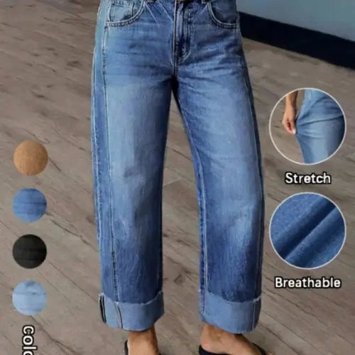 【Black Friday】Women's Year-Round Washed Stretch Denim Straight-Leg Jeans, Comfortable Versatile Style Jeans for Everyday Casual Wear
