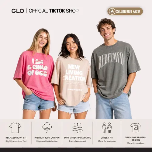 GLO Graphic Tee | Boxy Collection | Christian T-Shirt, Boxy Unisex Fit