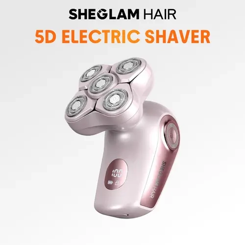 SHEGLAM HAIR Electric Razors for Women, 4-in-1 Electric Shaver with 5-Head 3D Floating Blades, Painless Body Hair Remover for Legs Arms Face, IPX7 Waterproof Wet Dry, USB-C Rechargeable, LED Display