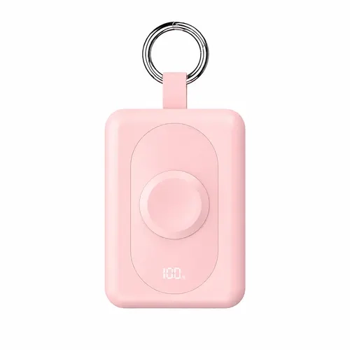 XMWUS 5000mAh Portable Power Bank with Built-in Cables, Digital Battery Display & Keychain Design, Charger for Apple Watch, Compact Travel Battery Pack