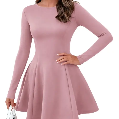 BTFBM Fall Dresses for Women 2026 Elegant Classy Flowy A Line Long Sleeve Business Homecoming Cocktail Sweater Dress #Clearance