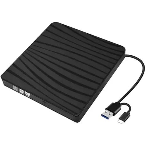Ultra-Slim ABS USB Powered Dual Interface USB 3.0+C DVD-RW Drive - +/-RW Burner, Disk Duplicator, CD ROM Reader Writer with Anti-Burn Control Chip for Laptops/Desktops (Windows, XP, Mac Pro, MacBook, Linux) - Ideal for Data Backup