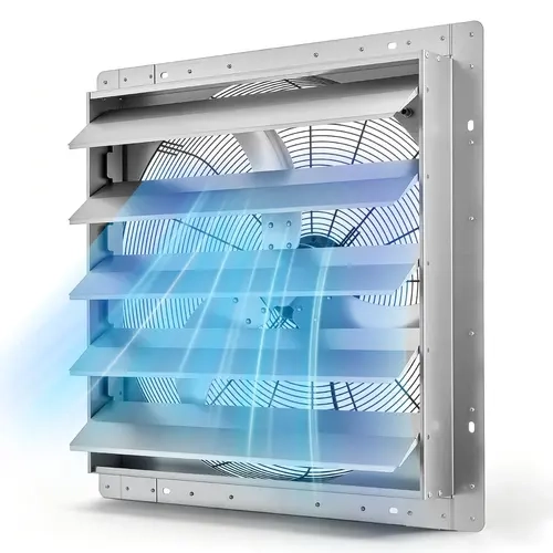 VEVOR 24 In Wall-Mount Shutter Exhaust Ventilation Fan Ventilator, Auto Louvers, Silver Sturdy Steel Housing, Low Noise AC Motor, 7030 CFM, Prewired Plug, High Velocity Easy Install Extractor Plug-In Wall-Mounted Fan for Attic, Workshop, Ventilation Venti
