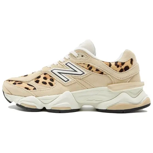 New Balance Women's 9060 Retro Sneaker - Tan Leopard Print, Cushioned, Casual Athletic Trainers, Retro Runner Vibes, Everyday Wear US Sizes (Runs Small)