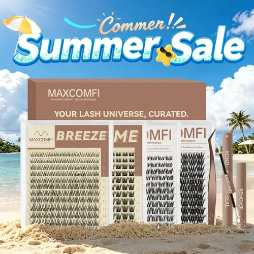 Maxcomfi DIY Acrylic Resin Cluster Lashes Kit - Breeze, Iris, Lume, Astra Styles, Natural Set for Makeup Eyelash Extensions, Eyelashes Extensions