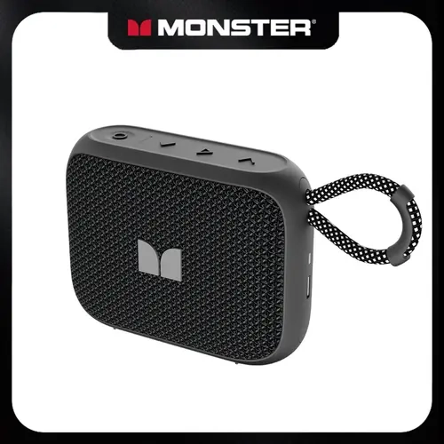 Monster S520 Compact Bluetooth Portable Waterproof Speaker - Small Wireless Mini Instant Modern Speaker with IPX7 Waterproof, Bluetooth 6.0, 16H Playtime, TWS Stereo Pairing, Hands-Free Calls, Deep Bass for Beach, Camping, Bluetooth Portable Waterproof Sp