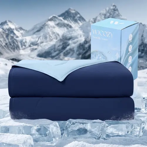 WDCOZY Cooling Knit Blanket with Knit Texture for Hot Sleepers - QMAX>0.4 Instant Cooling Fabric, Reversible Lightweight All Seasons Blanket, Ultra-Soft Breathable Machine Washable Bedding (90"x90" Queen Size, 106"x90" Sizes)