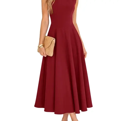 BTFBM Summer Dresses for Women 2026 Mock Neck Sleeveless High Waist Flowy Aline Maxi Spring Wedding Guest Dress Cocktail