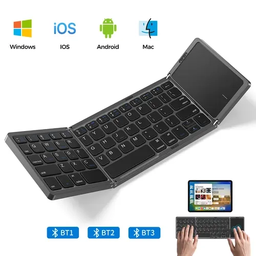 ALXUM Foldable Bluetooth External Keyboard, Ultra-thin Wireless Mini Keyboard Portable High Sensitivity Touch Screen Compatible with Tablets & Multi-Devices, Work Accessories, PC Accessories, Office Gadgets for Mobile Users
