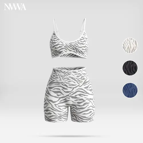Women's 2-Piece Seamless Zebra-Pattern Sports Set - Sleeveless Quick-Dry Top, High-Stretch Above-The-Knee Biker Shorts, Nylon Blend with Tummy Control & Butt-Lifting, Travel Essentials, 2 Piece Sets Women