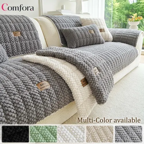 Luxury Plush Removable Sofa Cover, 1 Piece Soft Chenille Couch Seat Pad, Sofa Slipcover, Pet-Friendly Non-Slip Furniture Protector, Machine Washable Multi-Color Cover for Sectional Sofa Slipcovers, Loveseats & 1-4 Seater Couches