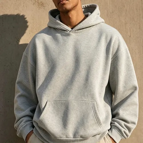 Men's Preppy Plain Pullover Hoodie Unisex Fleece Long Sleeve Top with Kangaroo Pocket, Drop Shoulders, Loose Fit, Soft French Terry All Season Athletic Layer
