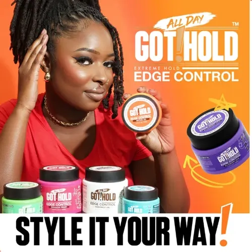 ALL DAY GOT HOLD Coconut & Dragon Fruit Edge Control Hair Gel for Female - 24 Months Shelf Life, 6 Refreshing Scents, Extra Strong Hold, Non-Greasy, No Flaking/White Residue, Shiny Smooth Finish, 2.02oz