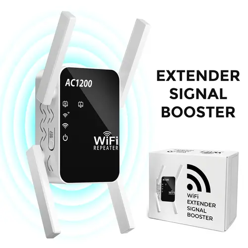 WERCHTAY WiFi Extender Booster, Dual Band AC1200 2.4GHz Signal Boost Device, Wall-Mountable, 1288 Sq.ft Coverage, Supports 80 Devices for Home Users