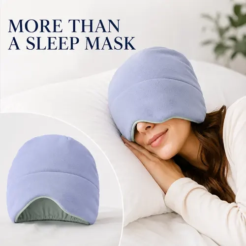 GEECO Reversible Weighted Sleep Cap - Soft Brushed Fleece, Cooling Lining, Micro Weighted Beads, Easy Care, Hand Wash Only, Stretch Edge for a Snug Fit, Wraparound Night Mask Alternative, Eye Covers for Sleeping, Ideal for Bed Travel