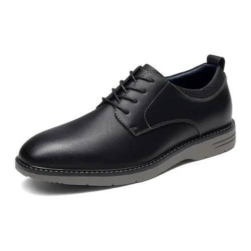 BRUNO MARC Men's Plain Round Toe Lace-Up Oxfords - Solid Formal Office Shoes, Classic Retro Style, All Seasons, Suitable for Business-Casual Occasions