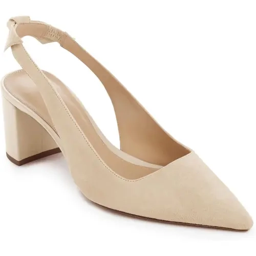 Coutgo Women's Fashionable Comfy Casual Footwear - Classic Suede Pointed Toe Chunky Block Heel Slingback Sandals with Chic Bowknot, Breathable Pull-On Heels for Women