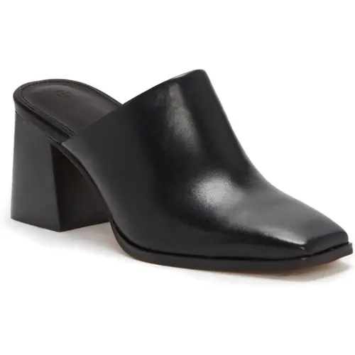 Coutgo Women's Faux Leather Slip-On Mules - Casual Women's Shoes with Chunky Stacked Block Heel, Square Toe, Lightweight Plain PU Upper, Rubber Sole, Classic Elegant Backless Loafers for Students
