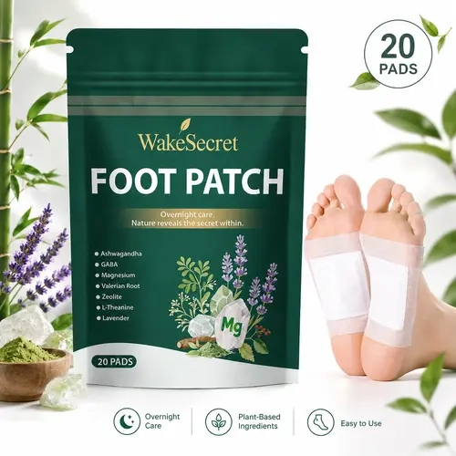 WakeSecret Natural Detox Foot Patches for Adults - Health & Wellness Therapeutic Treatment Solution, Herbal Extracts (Ashwagandha, Lavender, Magnesium, GABA, Valerian Root), Overnight Gentle Warming Care