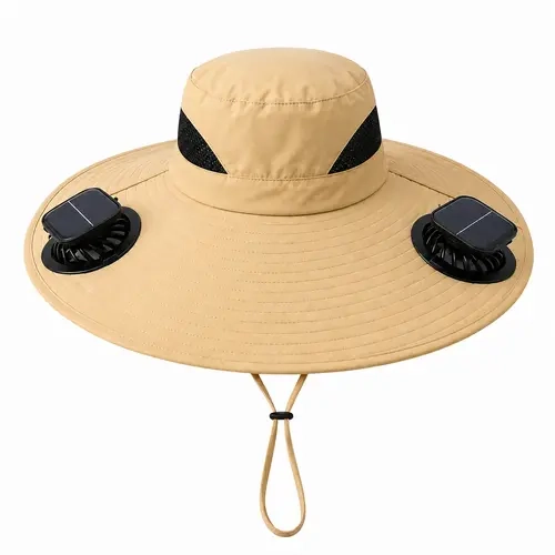 2026 New Unisex Functional Adjustable Fan Hat - Solar & Battery Dual Power Supply, UV Protection, Casual Outdoor Beach Hat Black-a for Fishing