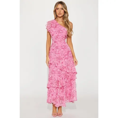 Roses Are Red Chiffon Maxi Dress - Fuchsia