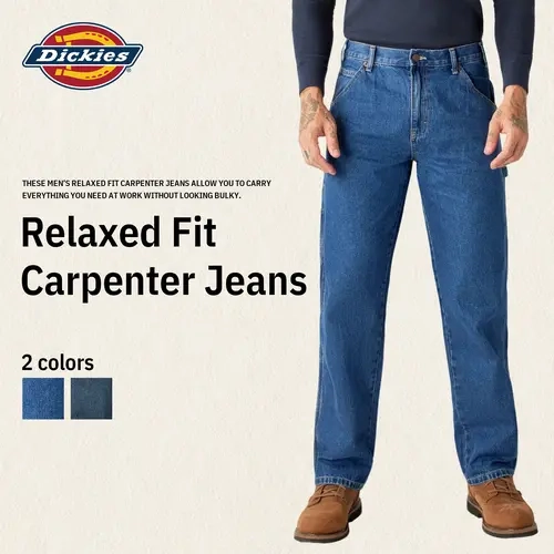 Dickies | Relaxed Fit Carpenter Jeans,100% Cotton, Utility Pockets, Triple-Stitched Seams, Durable, Workwear Style
