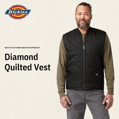 Dickies | Diamond Quilted Vest,Utility Pockets,Water Resistant,Workwear Streetwear Casual