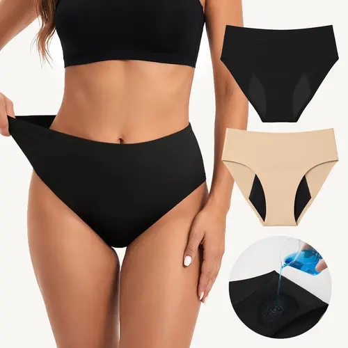LUCKMEEY Women's High Waisted Leakproof Period Panties, Ultra Soft Breathable Seamless Menstrual Underwear, Invisible Full Coverage Fit, Reusable & Machine Washable, All-Day Protection