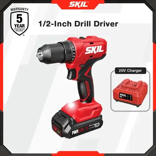 SKIL PWR CORE 20 Brushless 20V 1/2-Inch Drill Driver Kit, Includes 2.0 Ah Battery and Charger