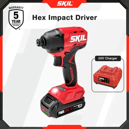 SKIL 20V Brushless 1/4 In. Hex Impact Driver Kit Including 2.0Ah Battery and Charger