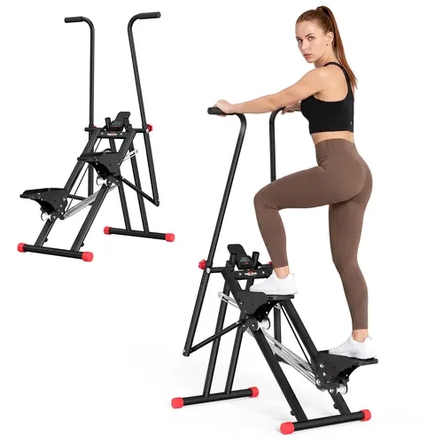 RELIFESPORTS Vertical Climber Step Machine - Compact Stainless Steel Unisex Home Fitness Equipment, Height Adjusting Resistance & Incline, LCD Screen, Tablet Holder, Anti-Slip Surface, Silent Operation, Cardio Exercise Tool