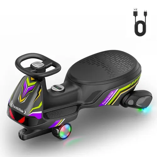 FanttikRide N10 Ultra+ Quiet Electric Wiggle Car, App DIY Pixel Lights, USB-C Fast Charging, 9 Speeds Max 5 Mph, Kids Car with Bluetooth, Anti-Rollover, PixDrive, Ages 3+, 150 L