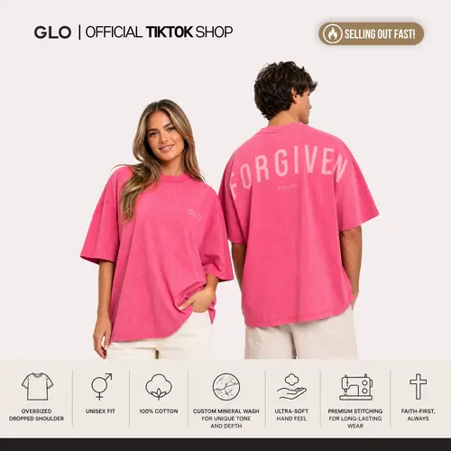 GLO Kingdom Essential Tee | Mineral Wash Collection | Christian T-Shirt, Oversized Unisex Fit