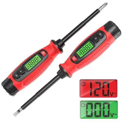 [LIVE]KAIWEETS Voltage Tester Screwdriver, NCV, AC 3V-500V With LCD Alert Display, Live Wire Test, Wire Breakpoint Finder, Audible Alarm, Portable Electrical CircuitDetector Tool for Home & Pro Use, For DIY enthusiasts, Red