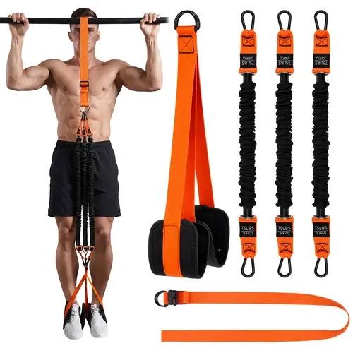 Unisex Orange High Load Resistance Bands - 75lbs Capacity Fitness Suspension Trainer Accessories for Fitness Enthusiasts, Optimal Resistance, Easy Visibility, Strength Improvement, Easy Use, Versatile (Standard Pack)